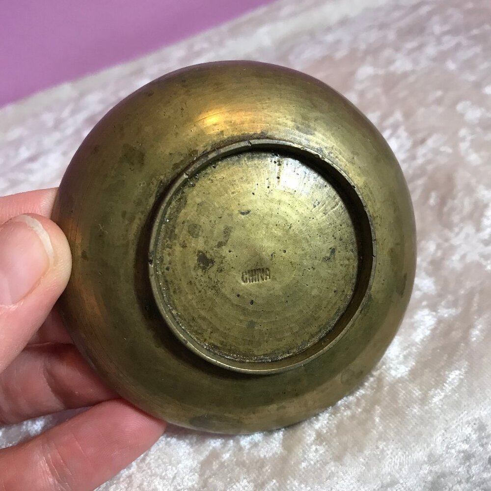 Vintage Mini Brass Made in China Incense Offering Bowl GUC Retro Home Decoration - Picture 6 of 6